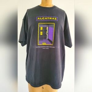 Hanes Authentic " Alcatraz" Men's T-Shrt, size L, black with print